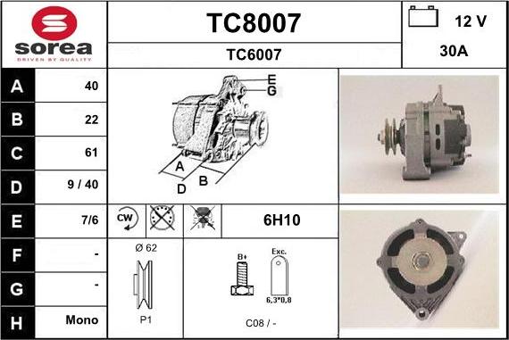 SNRA TC8007 - Генератор autospares.lv
