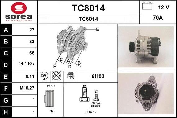 SNRA TC8014 - Генератор autospares.lv