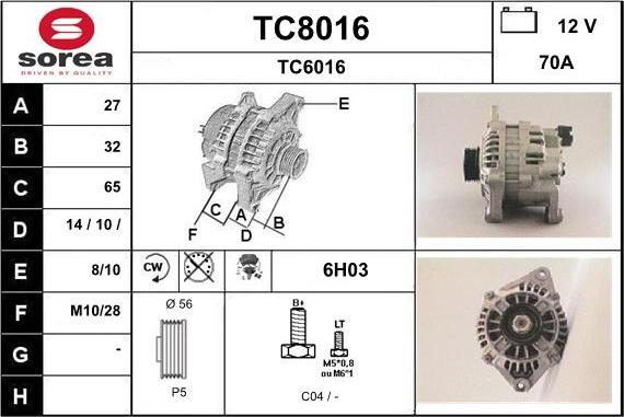 SNRA TC8016 - Генератор autospares.lv