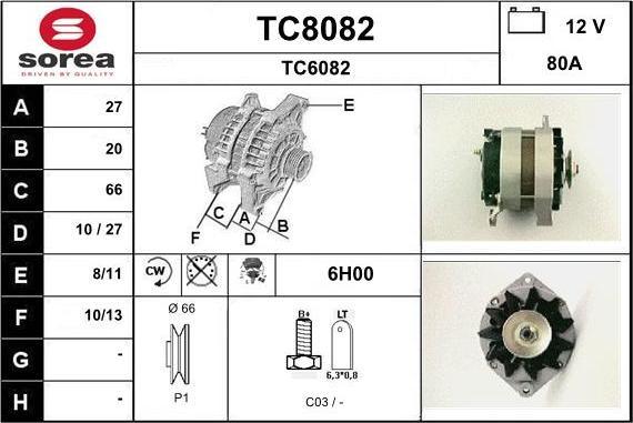 SNRA TC8082 - Генератор autospares.lv