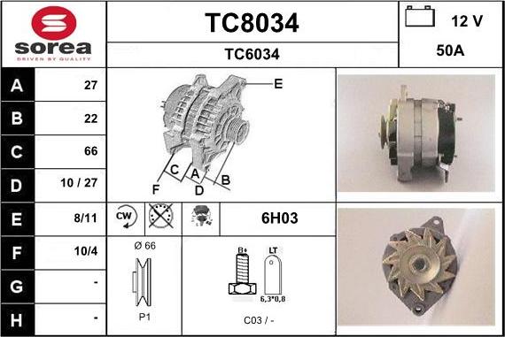 SNRA TC8034 - Генератор autospares.lv