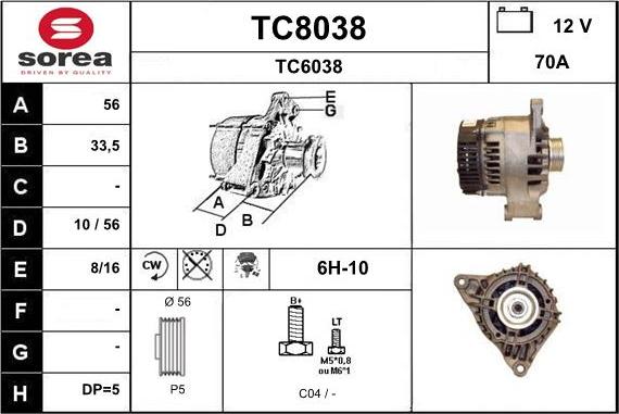 SNRA TC8038 - Генератор autospares.lv