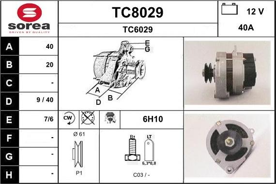 SNRA TC8029 - Генератор autospares.lv