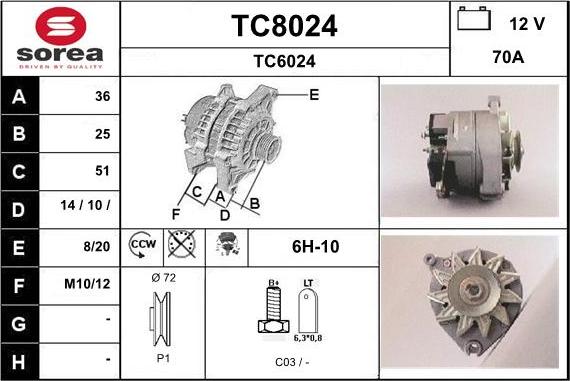 SNRA TC8024 - Генератор autospares.lv