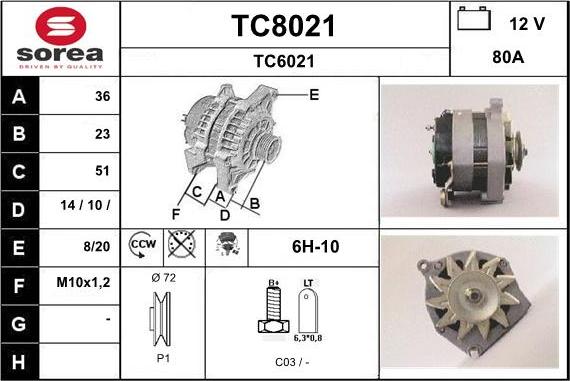 SNRA TC8021 - Генератор autospares.lv