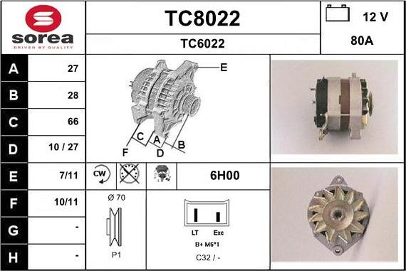 SNRA TC8022 - Генератор autospares.lv