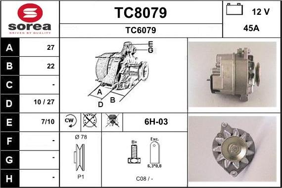 SNRA TC8079 - Генератор autospares.lv