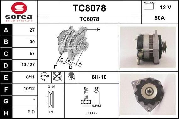 SNRA TC8078 - Генератор autospares.lv