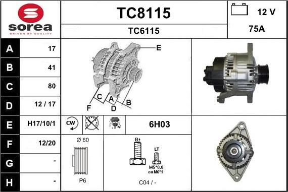 SNRA TC8115 - Генератор autospares.lv