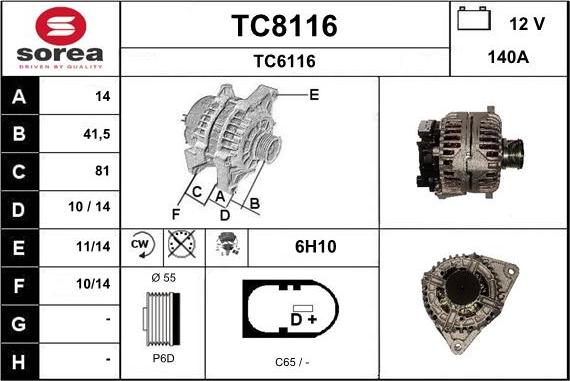 SNRA TC8116 - Генератор autospares.lv