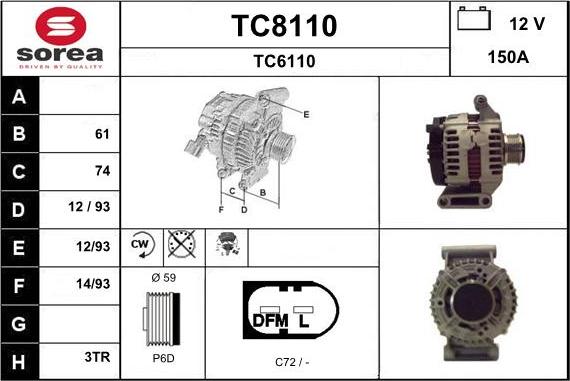 SNRA TC8110 - Генератор autospares.lv