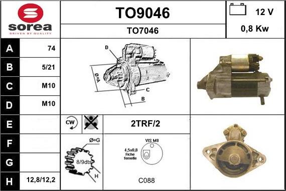 SNRA TO9046 - Стартер autospares.lv