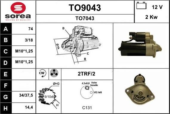 SNRA TO9043 - Стартер autospares.lv