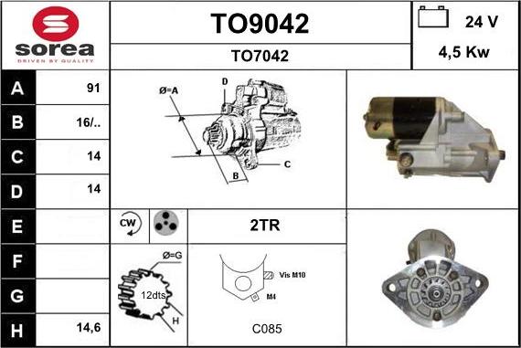 SNRA TO9042 - Стартер autospares.lv