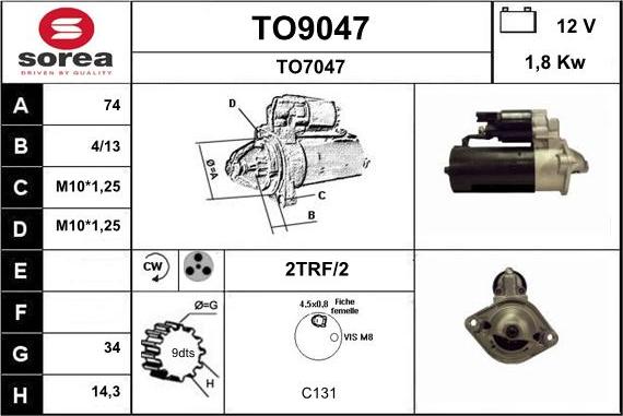 SNRA TO9047 - Стартер autospares.lv