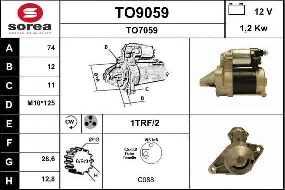 SNRA TO9059 - Стартер autospares.lv