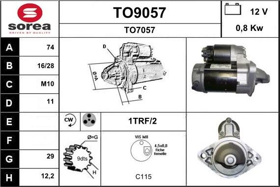 SNRA TO9057 - Стартер autospares.lv