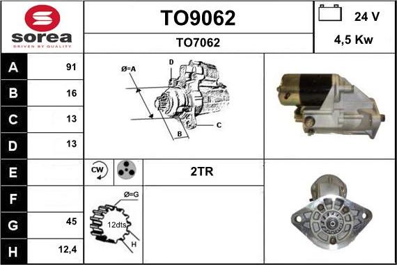 SNRA TO9062 - Стартер autospares.lv