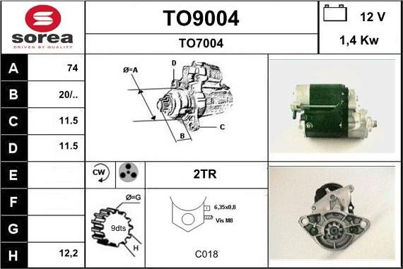 SNRA TO9004 - Стартер autospares.lv