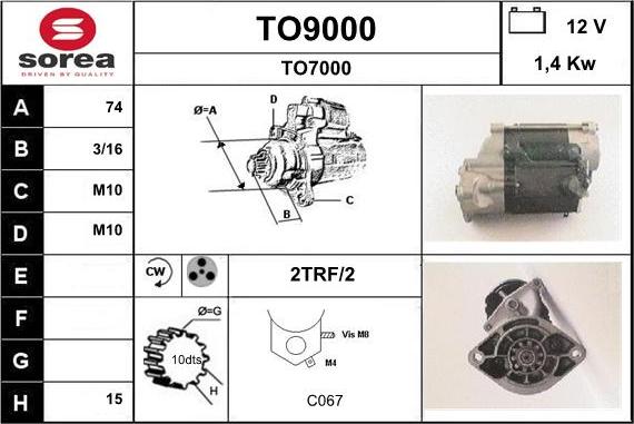 SNRA TO9000 - Стартер autospares.lv