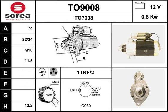 SNRA TO9008 - Стартер autospares.lv