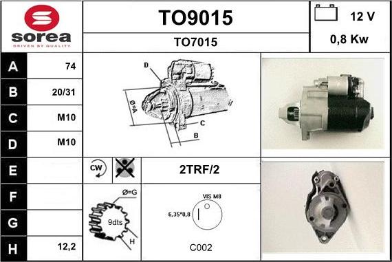 SNRA TO9015 - Стартер autospares.lv