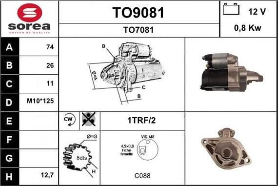 SNRA TO9081 - Стартер autospares.lv