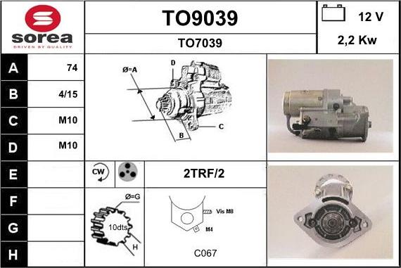 SNRA TO9039 - Стартер autospares.lv