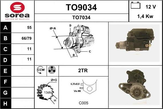 SNRA TO9034 - Стартер autospares.lv