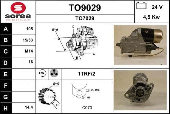 SNRA TO9029 - Стартер autospares.lv