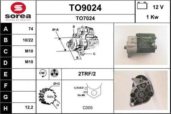 SNRA TO9024 - Стартер autospares.lv