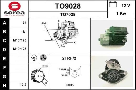 SNRA TO9028 - Стартер autospares.lv