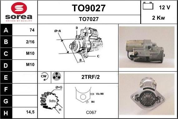 SNRA TO9027 - Стартер autospares.lv