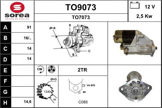 SNRA TO9073 - Стартер autospares.lv