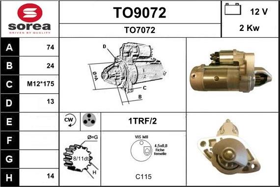 SNRA TO9072 - Стартер autospares.lv