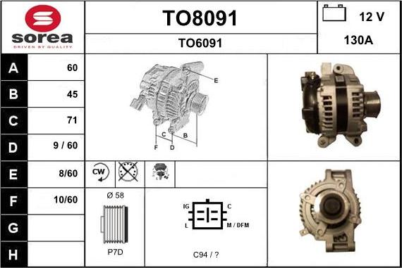 SNRA TO8091 - Генератор autospares.lv