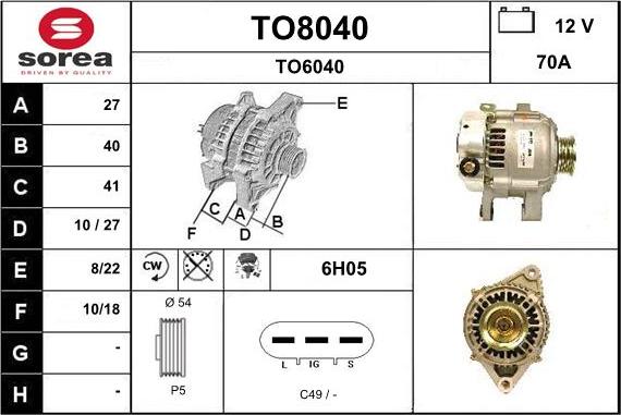 SNRA TO8040 - Генератор autospares.lv