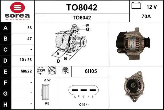 SNRA TO8042 - Генератор autospares.lv