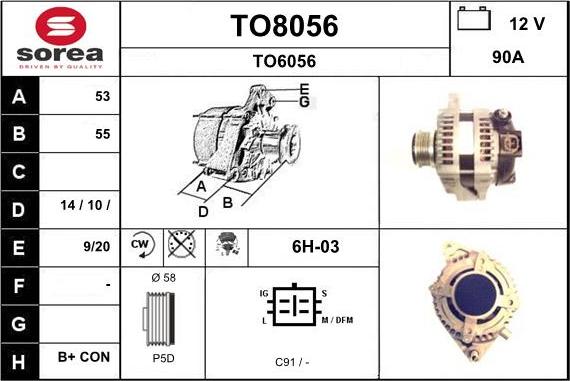 SNRA TO8056 - Генератор autospares.lv