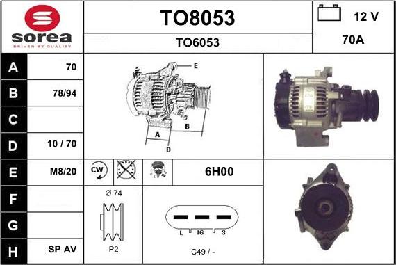 SNRA TO8053 - Генератор autospares.lv