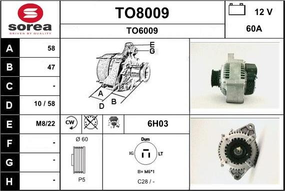 SNRA TO8009 - Генератор autospares.lv