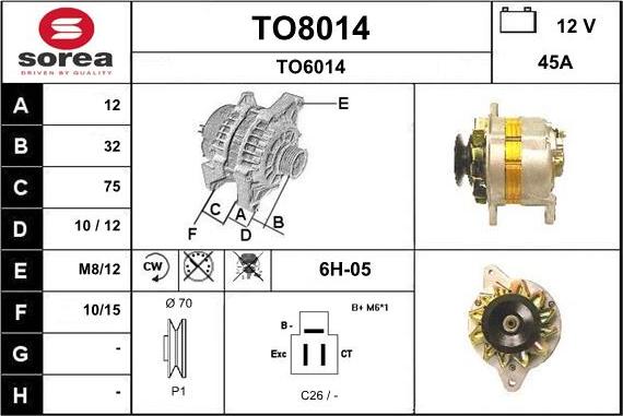 SNRA TO8014 - Генератор autospares.lv