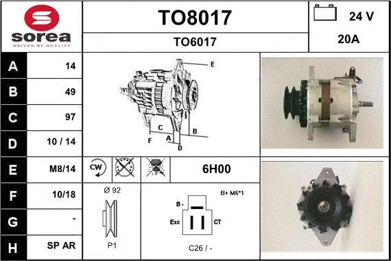 SNRA TO8017 - Генератор autospares.lv