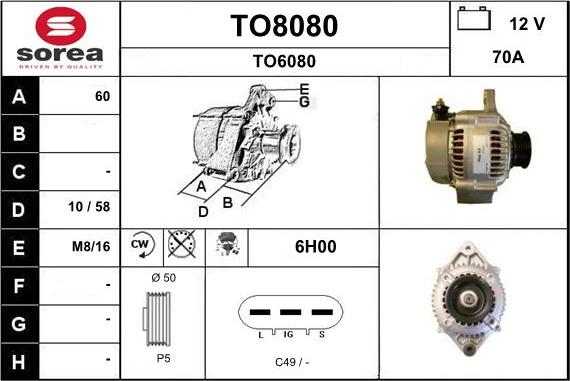 SNRA TO8080 - Генератор autospares.lv