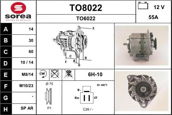 SNRA TO8022 - Генератор autospares.lv