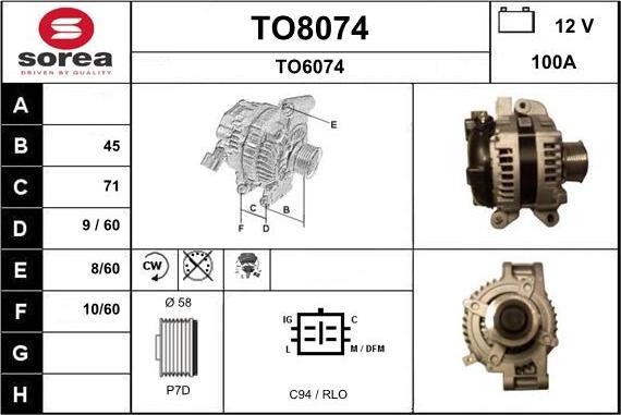 SNRA TO8074 - Генератор autospares.lv