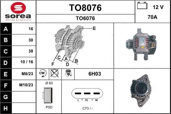 SNRA TO8076 - Генератор autospares.lv