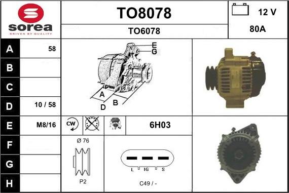 SNRA TO8078 - Генератор autospares.lv