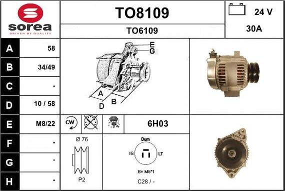 SNRA TO8109 - Генератор autospares.lv