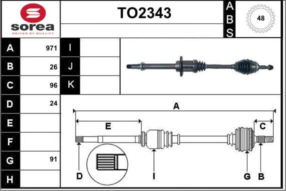 SNRA TO2343 - Приводной вал autospares.lv